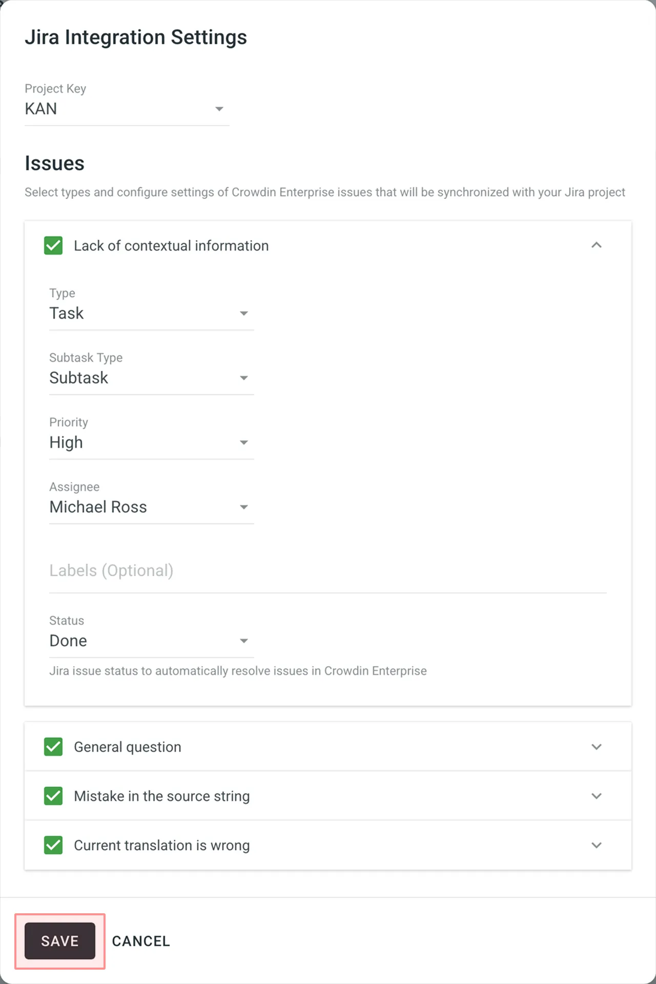 Jira 集成设置